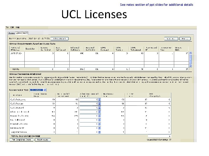 See notes section of ppt slides for additional details UCL Licenses 