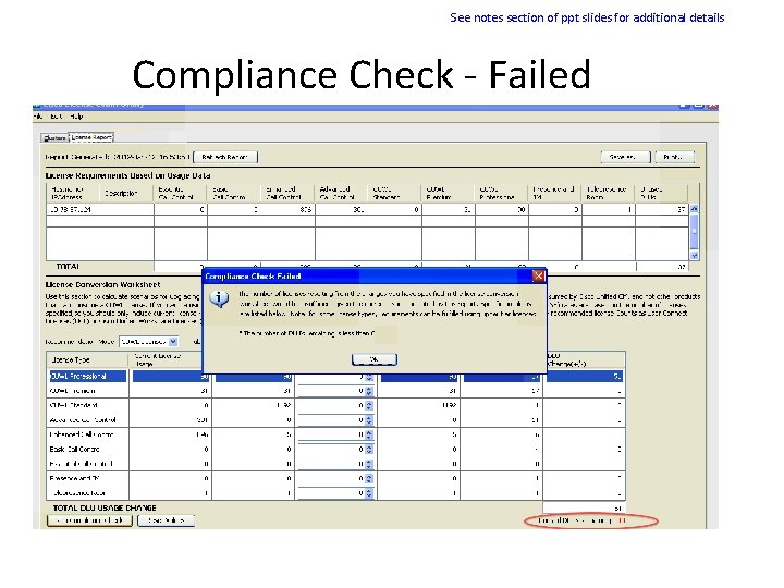 See notes section of ppt slides for additional details Compliance Check - Failed 