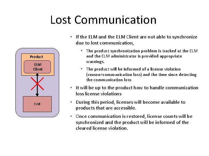 Lost Communication • If the ELM and the ELM Client are not able to