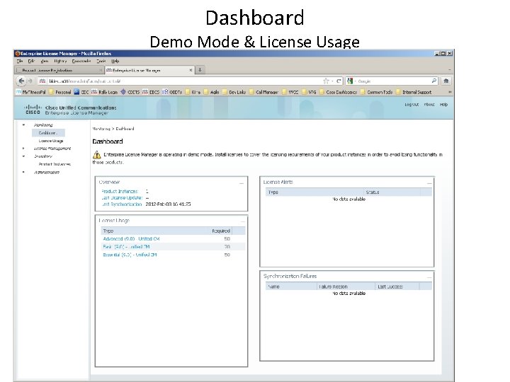 Dashboard Demo Mode & License Usage 