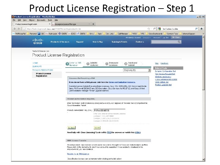 Product License Registration – Step 1 