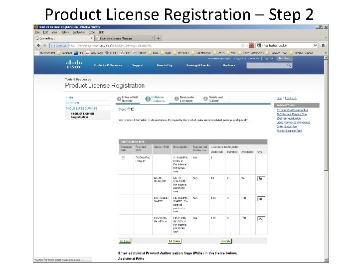 Product License Registration – Step 2 