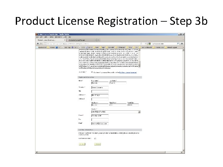 Product License Registration – Step 3 b 
