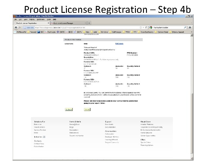 Product License Registration – Step 4 b 