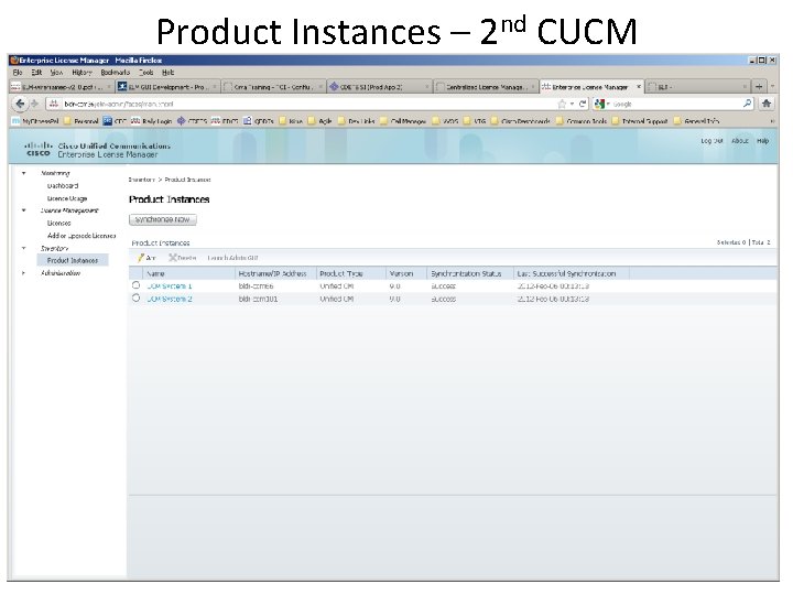 Product Instances – 2 nd CUCM 