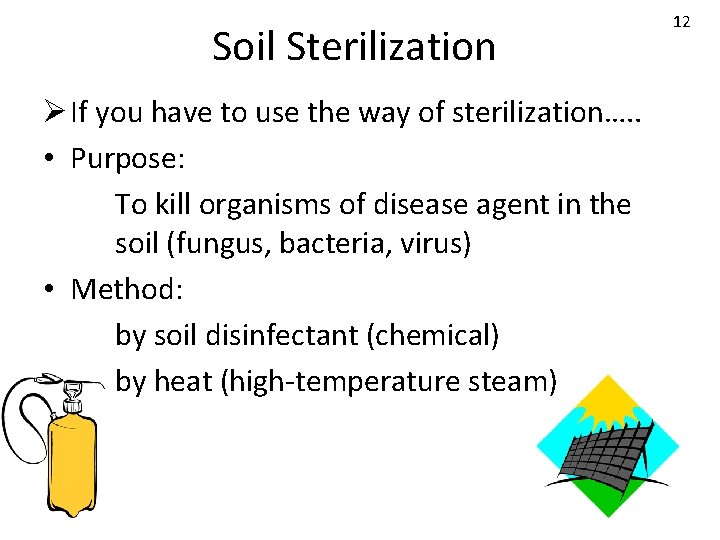 Soil Sterilization Ø If you have to use the way of sterilization…. . •