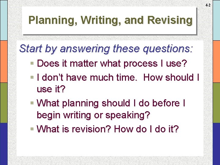 4 -2 Planning, Writing, and Revising Start by answering these questions: § Does it