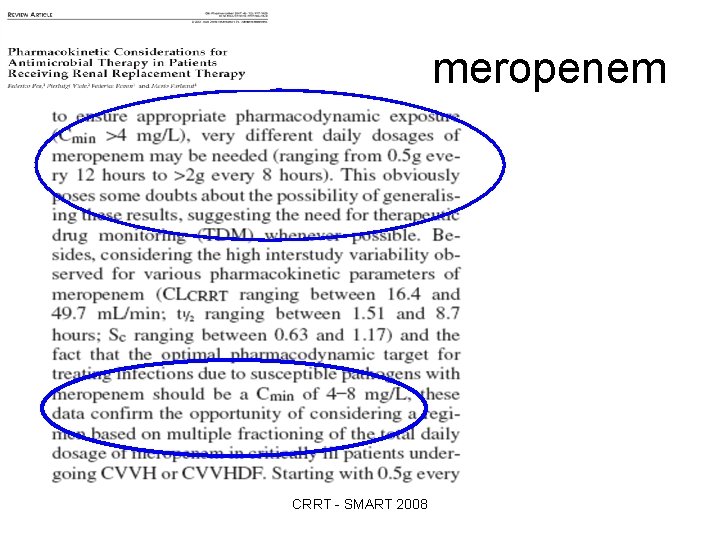 meropenem CRRT - SMART 2008 