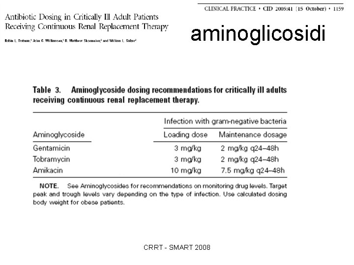 aminoglicosidi CRRT - SMART 2008 