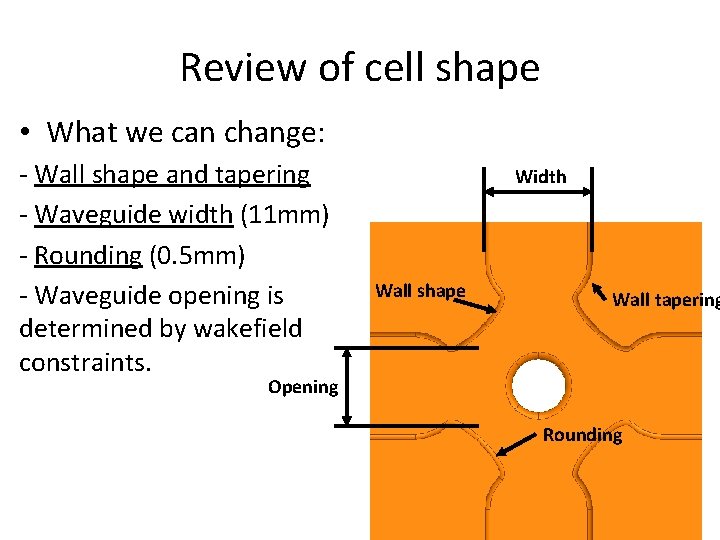 Review of cell shape • What we can change: - Wall shape and tapering