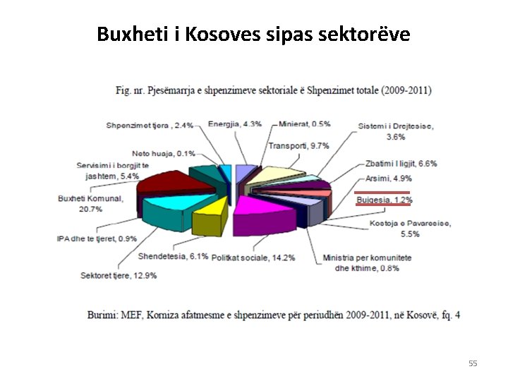 Buxheti i Kosoves sipas sektorëve 55 