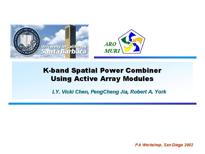 ARO MURI K-band Spatial Power Combiner Using Active Array Modules LY. Vicki Chen, Peng.