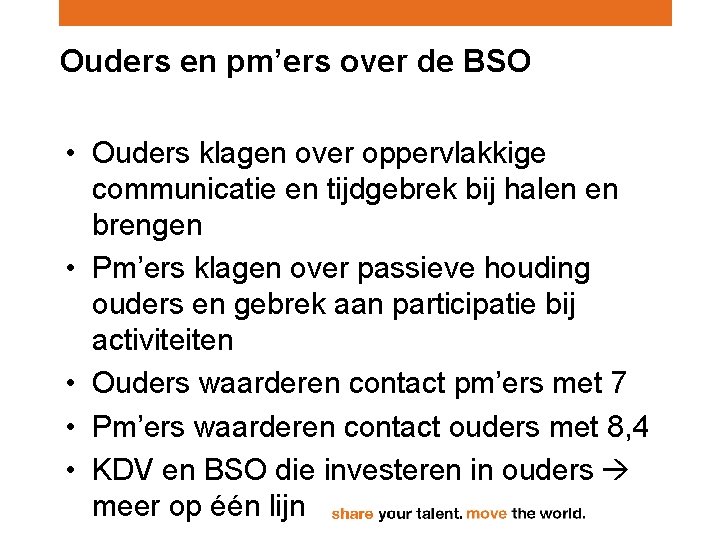 Ouders en pm’ers over de BSO • Ouders klagen over oppervlakkige communicatie en tijdgebrek