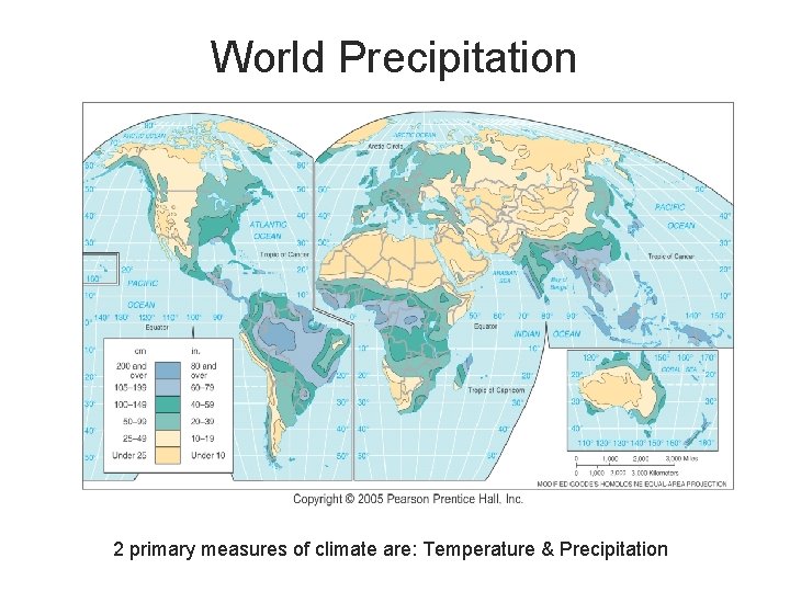 World Precipitation 2 primary measures of climate are: Temperature & Precipitation 