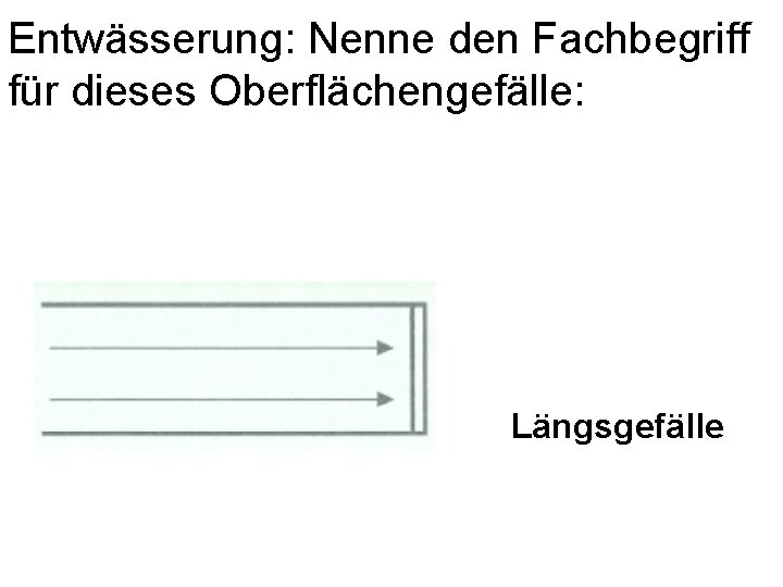 Entwässerung: Nenne den Fachbegriff für dieses Oberflächengefälle: Längsgefälle 