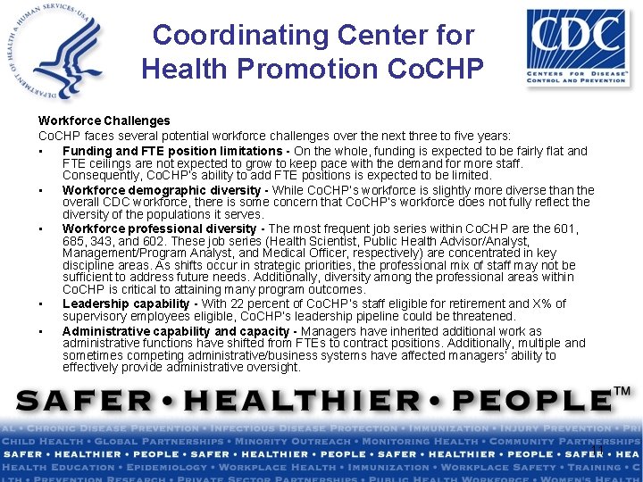 Coordinating Center for Health Promotion Co. CHP Workforce Challenges Co. CHP faces several potential