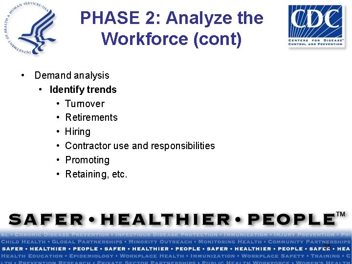 PHASE 2: Analyze the Workforce (cont) • Demand analysis • Identify trends • Turnover