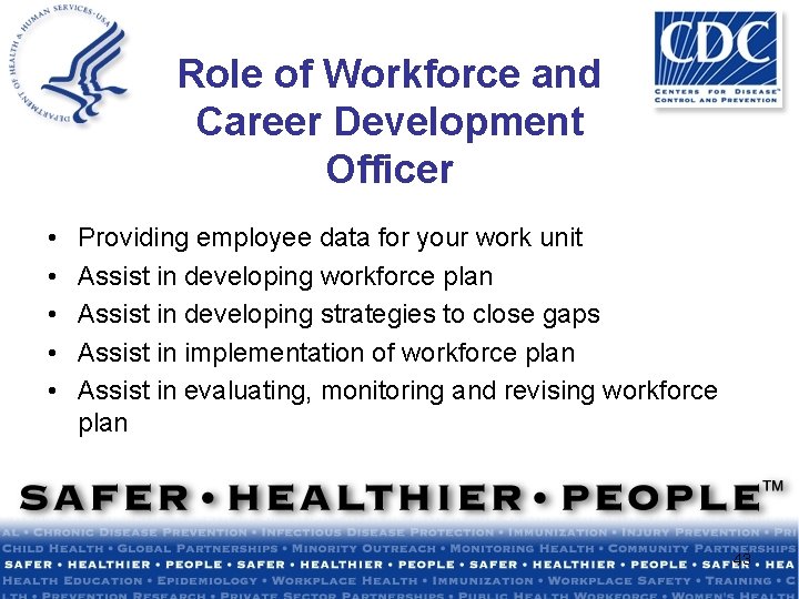 Role of Workforce and Career Development Officer • • • Providing employee data for