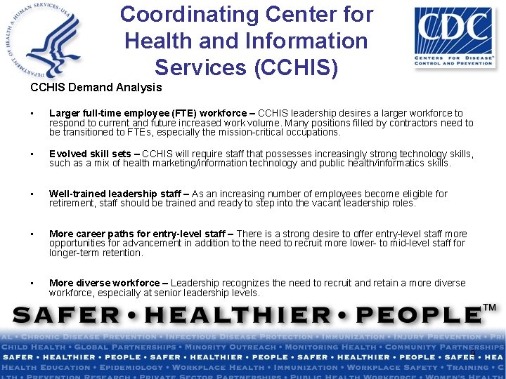 Coordinating Center for Health and Information Services (CCHIS) CCHIS Demand Analysis • Larger full-time