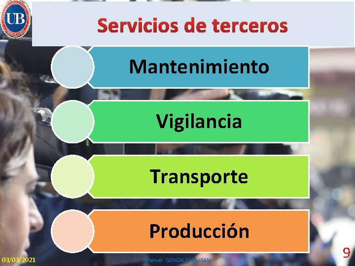 Mantenimiento Vigilancia Transporte Producción 03/03/2021 Manuel GONZALES DURAN 9 