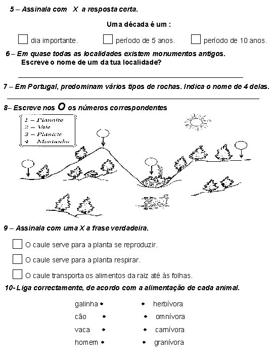 5 – Assinala com X a resposta certa. Uma década é um : dia