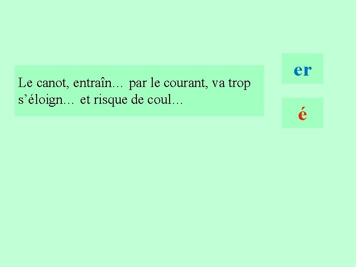 7 Le canot, entraîn… par le courant, va trop s’éloign… et risque de coul…