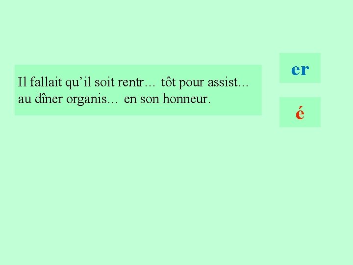 11 Il fallait qu’il soit rentr… tôt pour assist… au dîner organis… en son