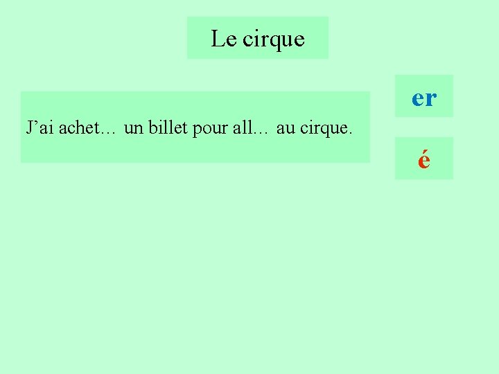 Le cirque 1 S 2 er J’ai achet… un billet pour all… au cirque.