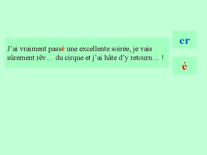 18 J’ai vraiment passé une excellente soirée, je vais sûrement rêv… du cirque et