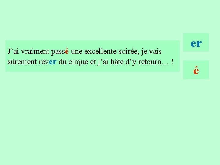 18 J’ai vraiment passé une excellente soirée, je vais sûrement rêver du cirque et