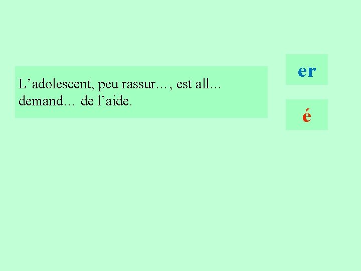 3 L’adolescent, peu rassur…, est all… demand… de l’aide. er é 