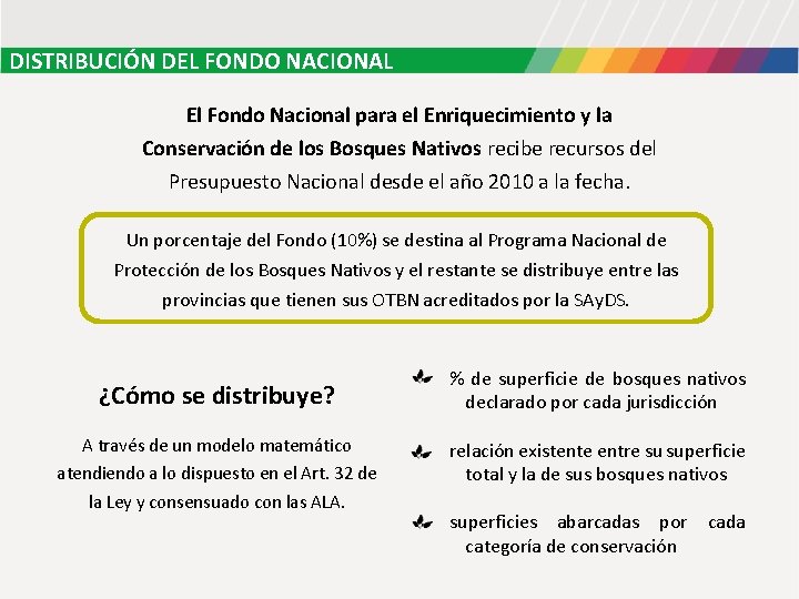 DISTRIBUCIÓN DEL FONDO NACIONAL El Fondo Nacional para el Enriquecimiento y la Conservación de DISTRIBUCIÓN DEL FONDO NACIONAL El Fondo Nacional para el Enriquecimiento y la Conservación de