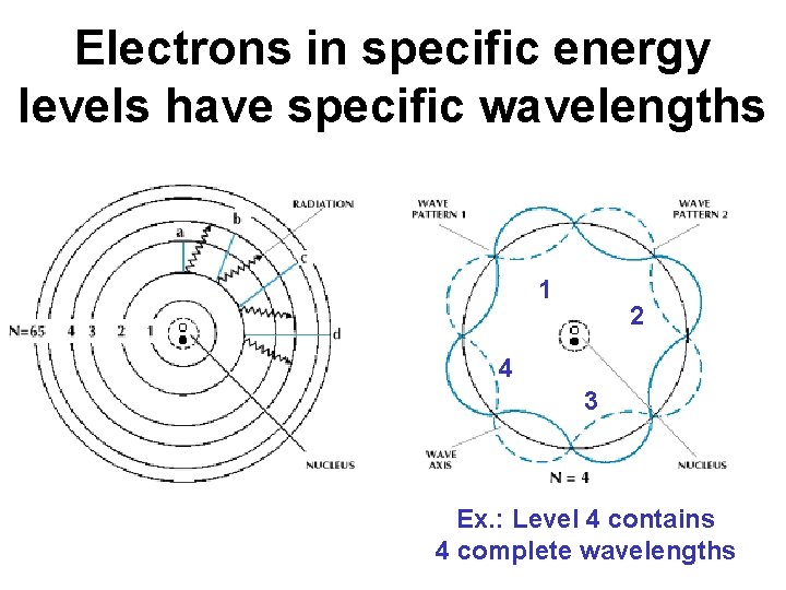 Electrons in specific energy levels have specific wavelengths 1 2 4 3 Ex. :