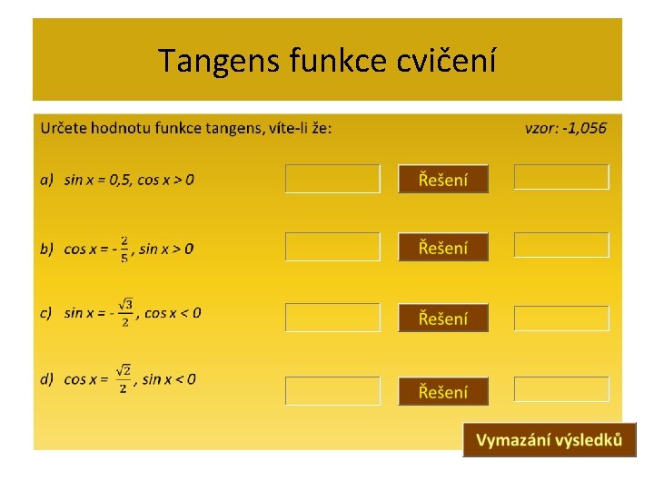 Tangens funkce cvičení • 
