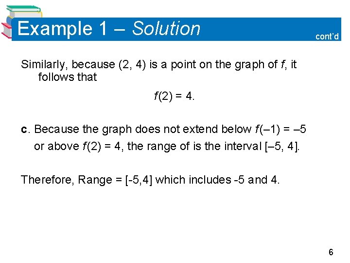 Example 1 – Solution cont’d Similarly, because (2, 4) is a point on the