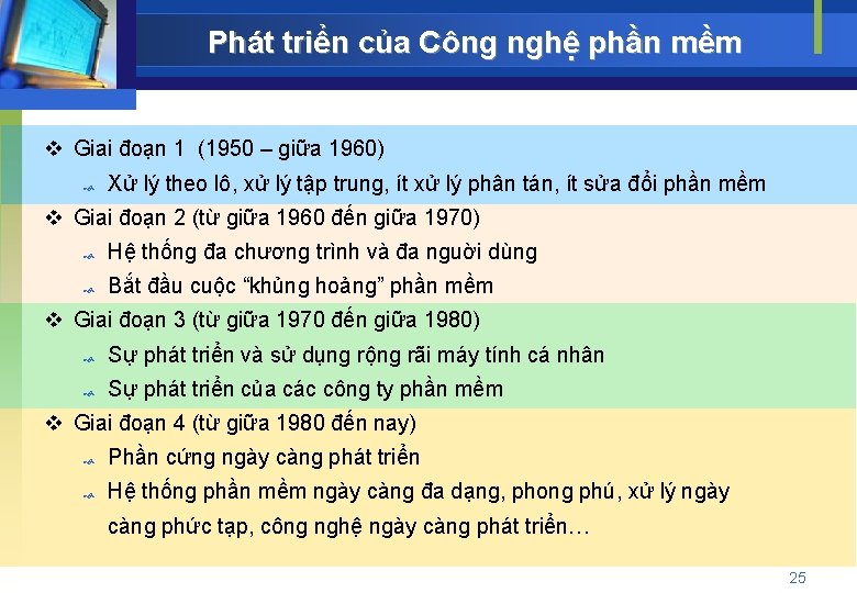 Phát triển của Công nghệ phần mềm v Giai đoạn 1 (1950 – giữa