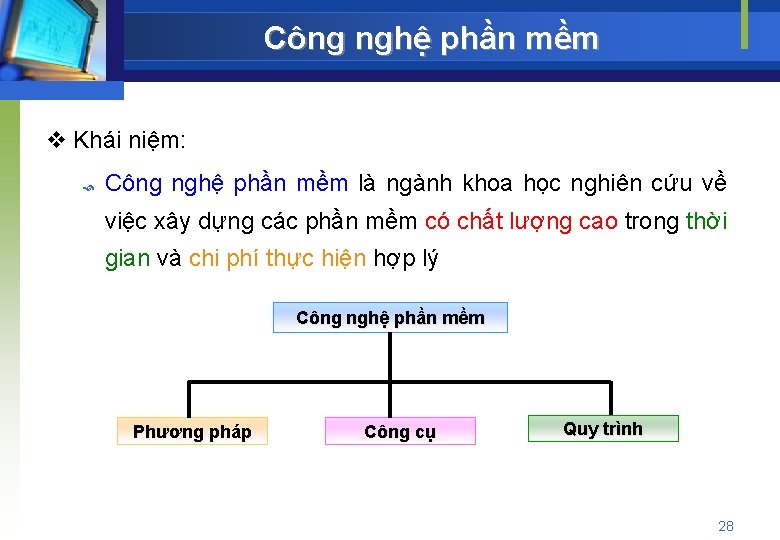 Công nghệ phần mềm v Khái niệm: Công nghệ phần mềm là ngành khoa