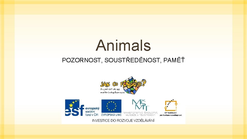 Animals POZORNOST, SOUSTŘEDĚNOST, PAMĚŤ 