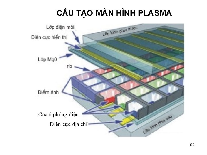 CẤU TẠO MÀN HÌNH PLASMA Các ô phóng điện Điện cực địa chỉ 52