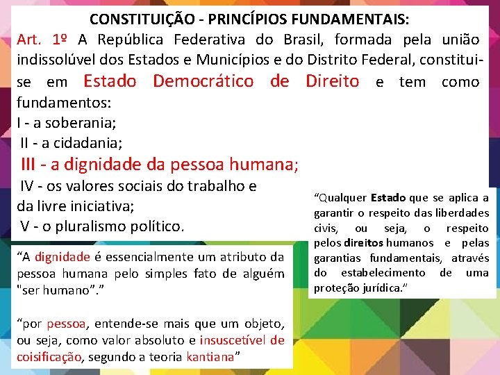 CONSTITUIÇÃO - PRINCÍPIOS FUNDAMENTAIS: Art. 1º A República Federativa do Brasil, formada pela união CONSTITUIÇÃO - PRINCÍPIOS FUNDAMENTAIS: Art. 1º A República Federativa do Brasil, formada pela união