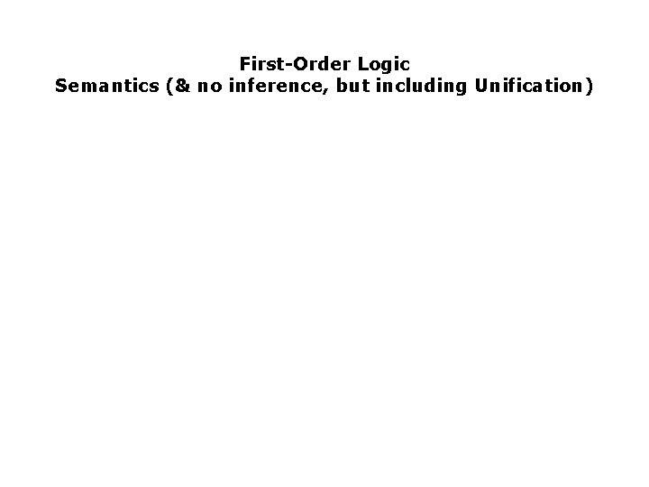 First-Order Logic Semantics (& no inference, but including Unification) 