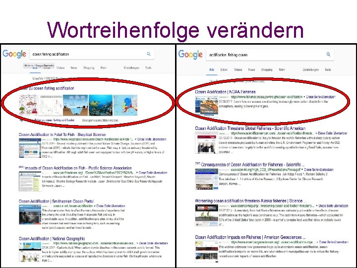 Wortreihenfolge verändern 