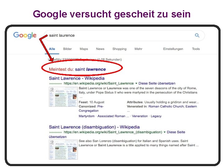 Google versucht gescheit zu sein 