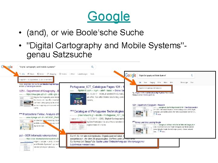 Google • (and), or wie Boole‘sche Suche • "Digital Cartography and Mobile Systems"- genau