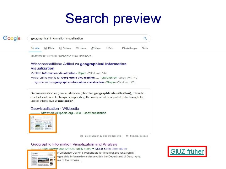 Search preview GIUZ früher 