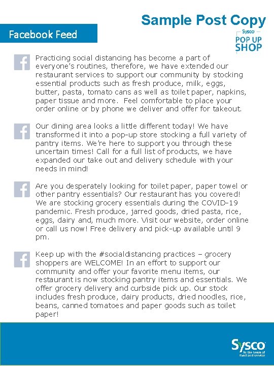 Facebook Feed Sample Post Copy Practicing social distancing has become a part of everyone’s