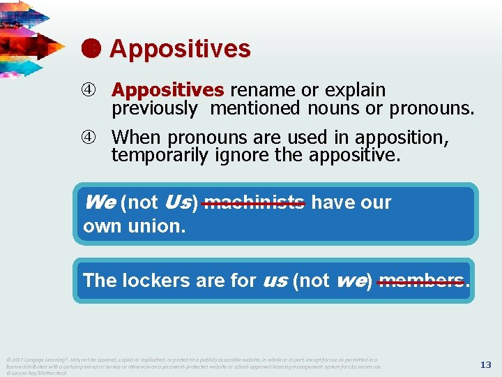 Appositives rename or explain previously mentioned nouns or pronouns. When pronouns are used Appositives rename or explain previously mentioned nouns or pronouns. When pronouns are used