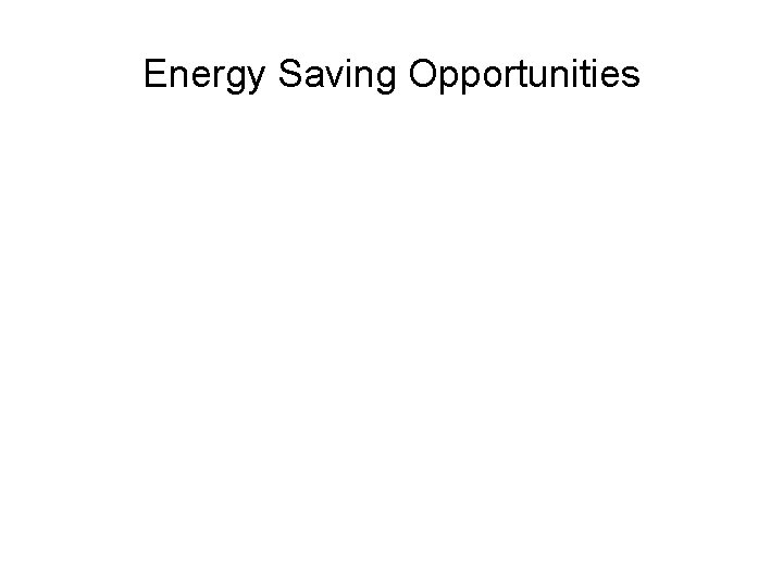 Energy Saving Opportunities Energy Saving Opportunities