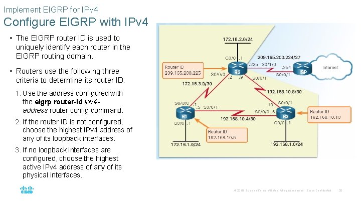 Implement EIGRP for IPv 4 Configure EIGRP with IPv 4 § The EIGRP router