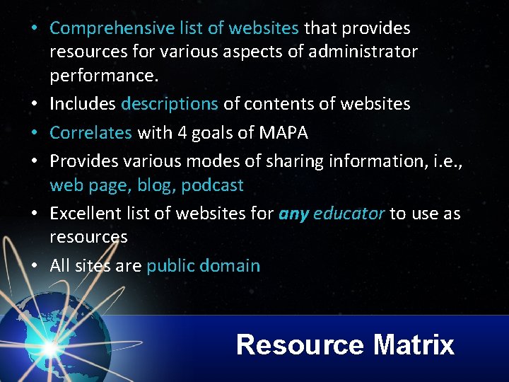  • Comprehensive list of websites that provides resources for various aspects of administrator